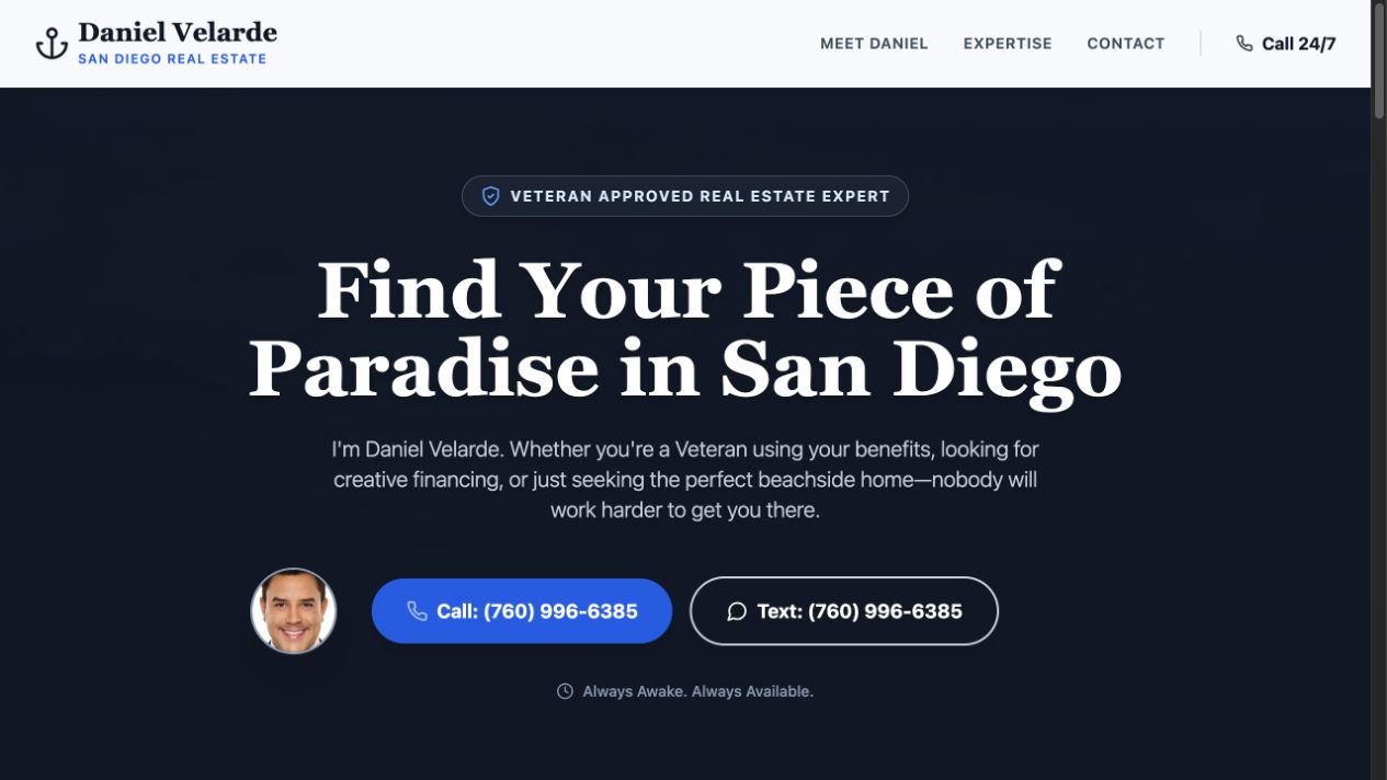 Screenshot of Agent Danielson website