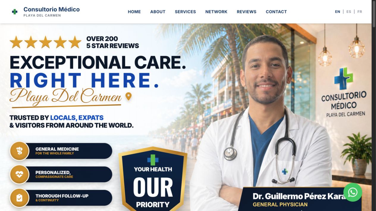 Screenshot of Dr. Guillermo Pérez Karam website